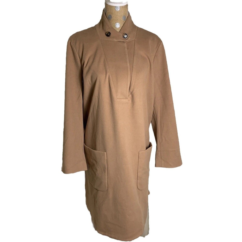 TUCKERNUCK Womens Camel Emerson Coat Dress XXL Career Office Minimalist Preppy - Picture 2 of 16